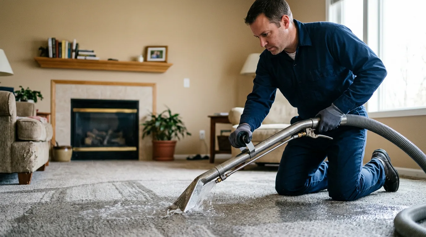 Water damage restoration technician working near Prairie City, IA